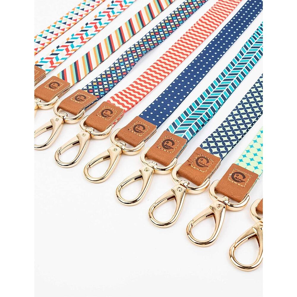 Neck Lanyard Strap for Keys Genuine Leather End ID Badge and Keychain Holder
